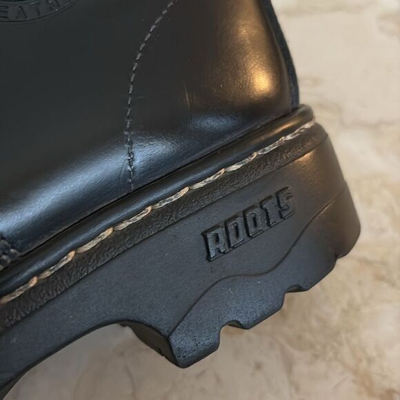 Vintage Roots Tuff Leather Hiking Boots Black Chunky Lug Sole - Picture 9 of 14